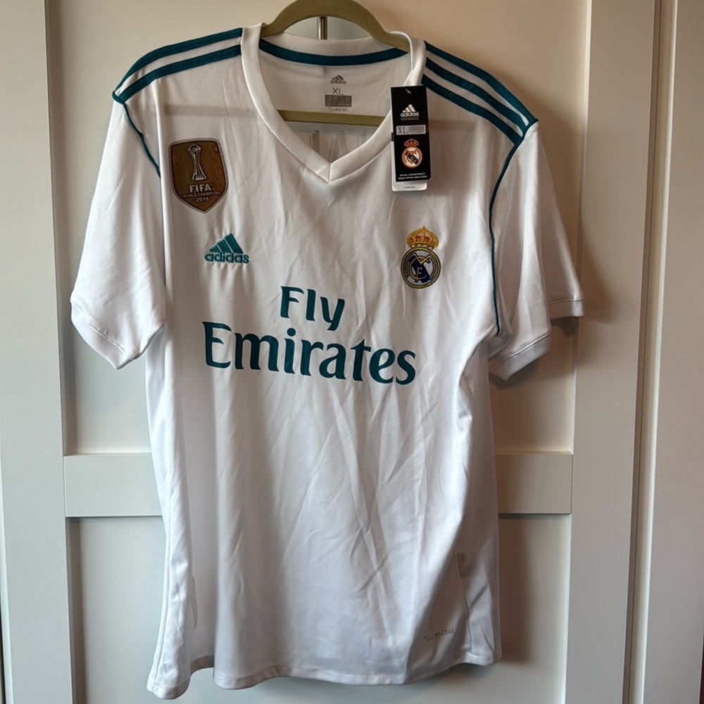 Real Madrid 2016 Home Striped Jersey White Men's XL NWT